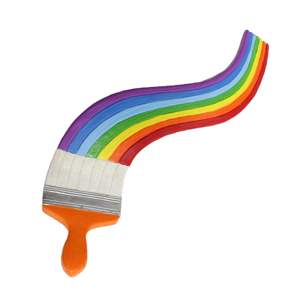 

Rainbow Paint Brush Resin Wall Hanging Sculpture Outdoor Garden Courtyard Decor Vibrant Colorful Home Yard Decoration