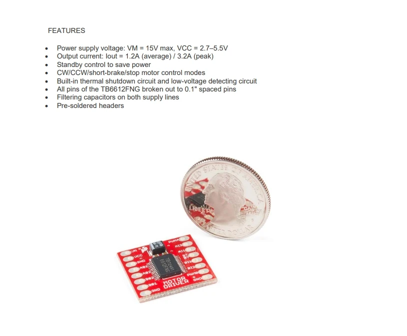 2026 ROB-14450 Motor Driver-Dual TB6612FNC With Headers Power Management IC Development Tools