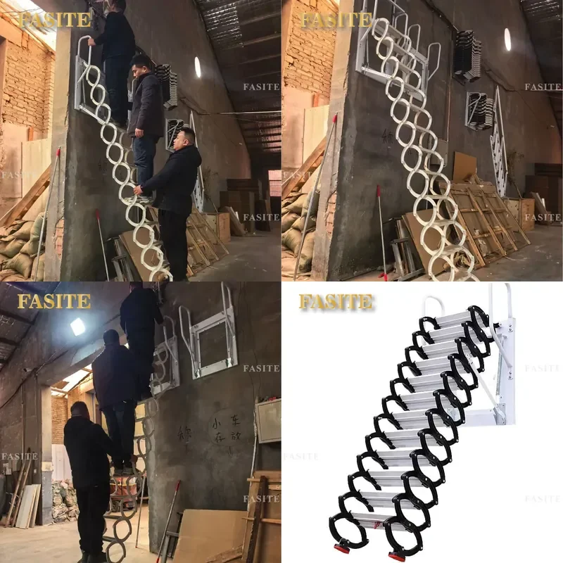 For Automatic Attic Telescopic Staircase Folding Ladder Invisible Ceiling Lift Simple Contraction Handrail Heavy Duty Space