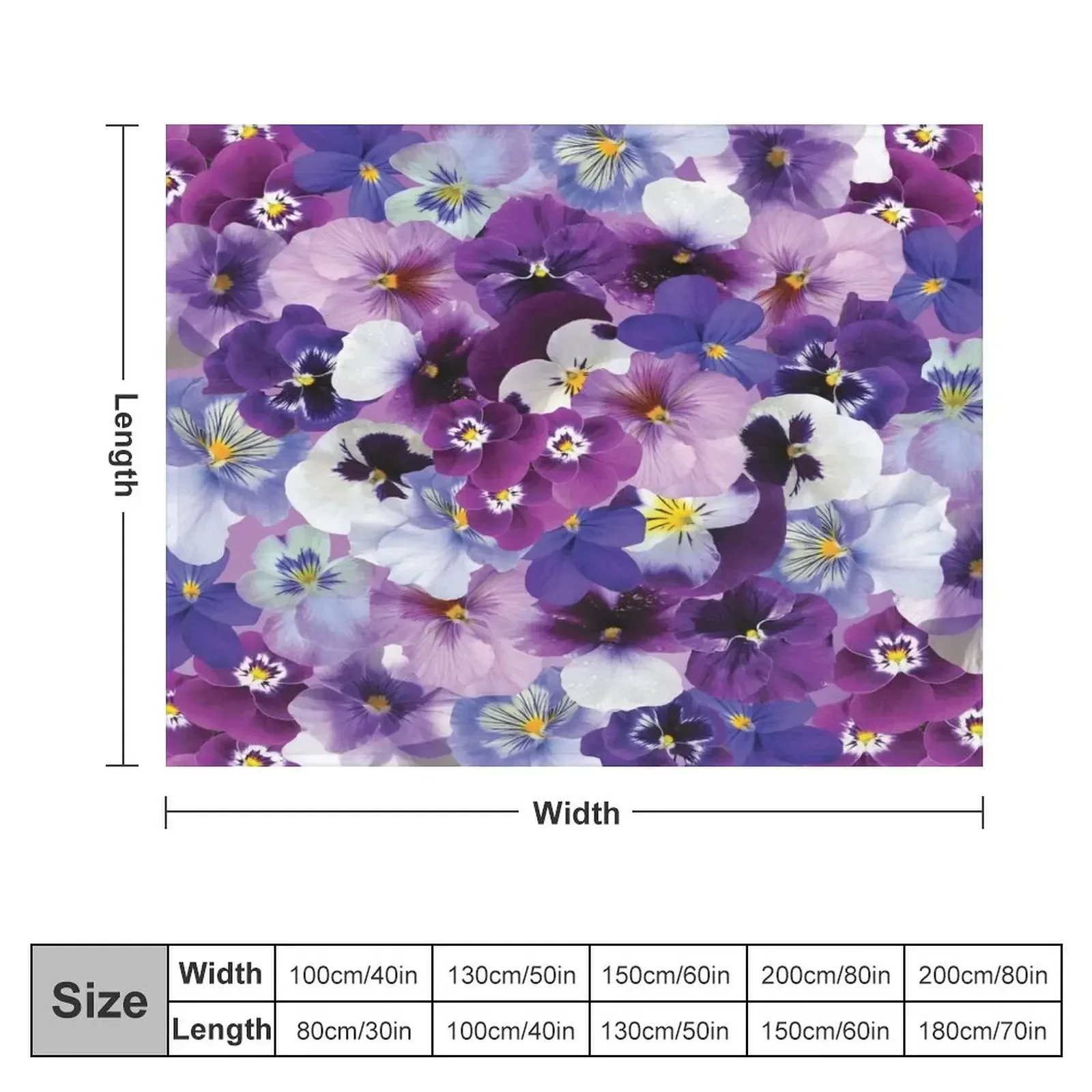 Purple and white pansy flowers Throw Blanket decorative Nap Blankets