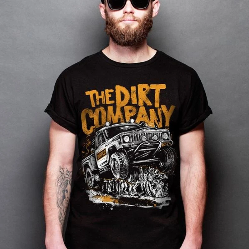 

American Retro Off-road Vehicle T-shirt Men's Summer Comfortable Loose Short-sleeved Cotton Crew Neck Top Men's Clothing