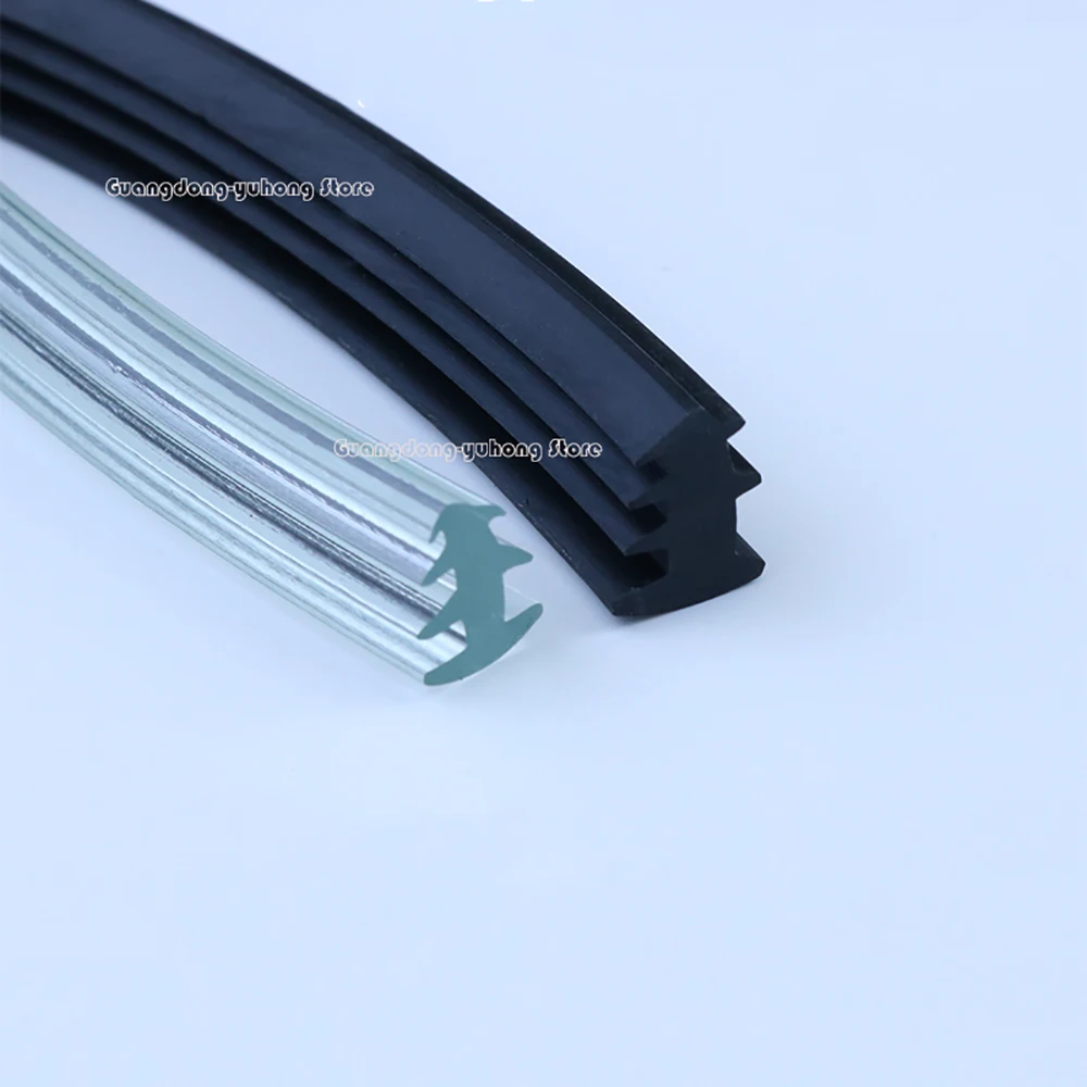 1/3/5Meter T Shape Sealing Strip Aluminum Alloy Door And Window The Card Slot Gap Filler Glass Fixed Silicone Rubber Stopper Bar