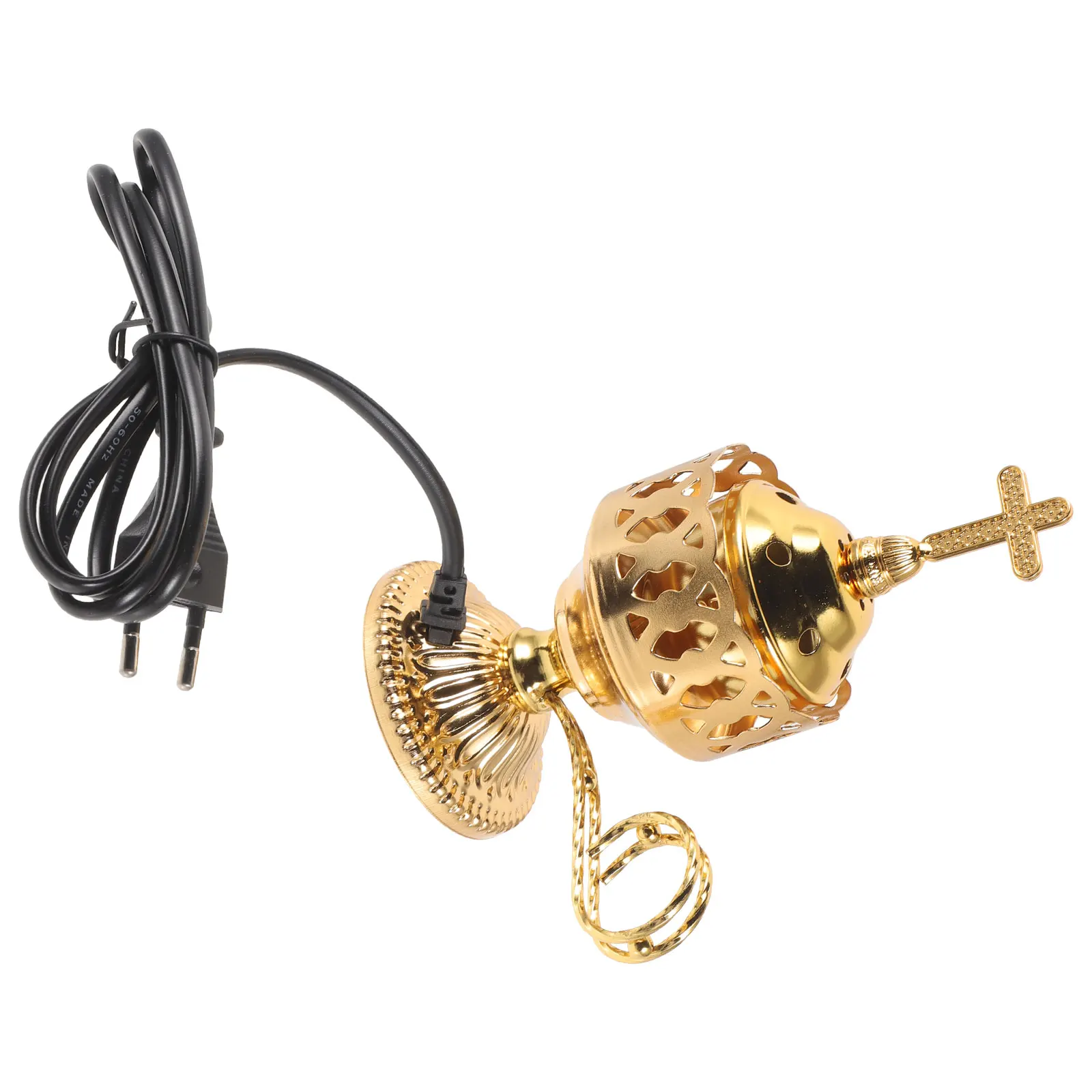 

Electric Incense Burner Iron Metal Plug-In Censer Middle Eastern Style Home Decor Table Centerpiece Powder Incense Holder