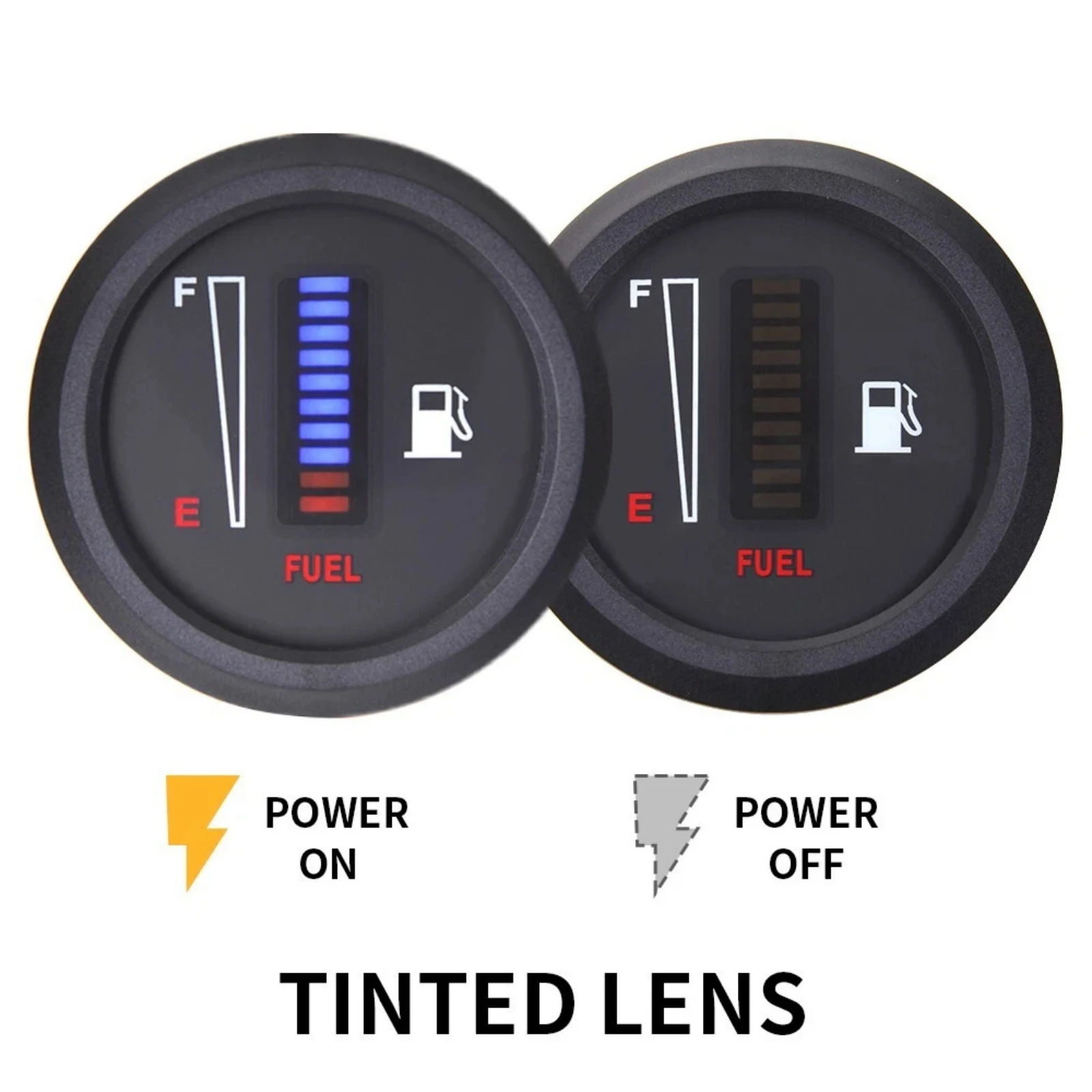2" 52mm Fuel Level Gauge 8 Blue 2 Red LED for Car Motorcycle Boat 12V 24V DC with Delay Function Universal ABS view 5
