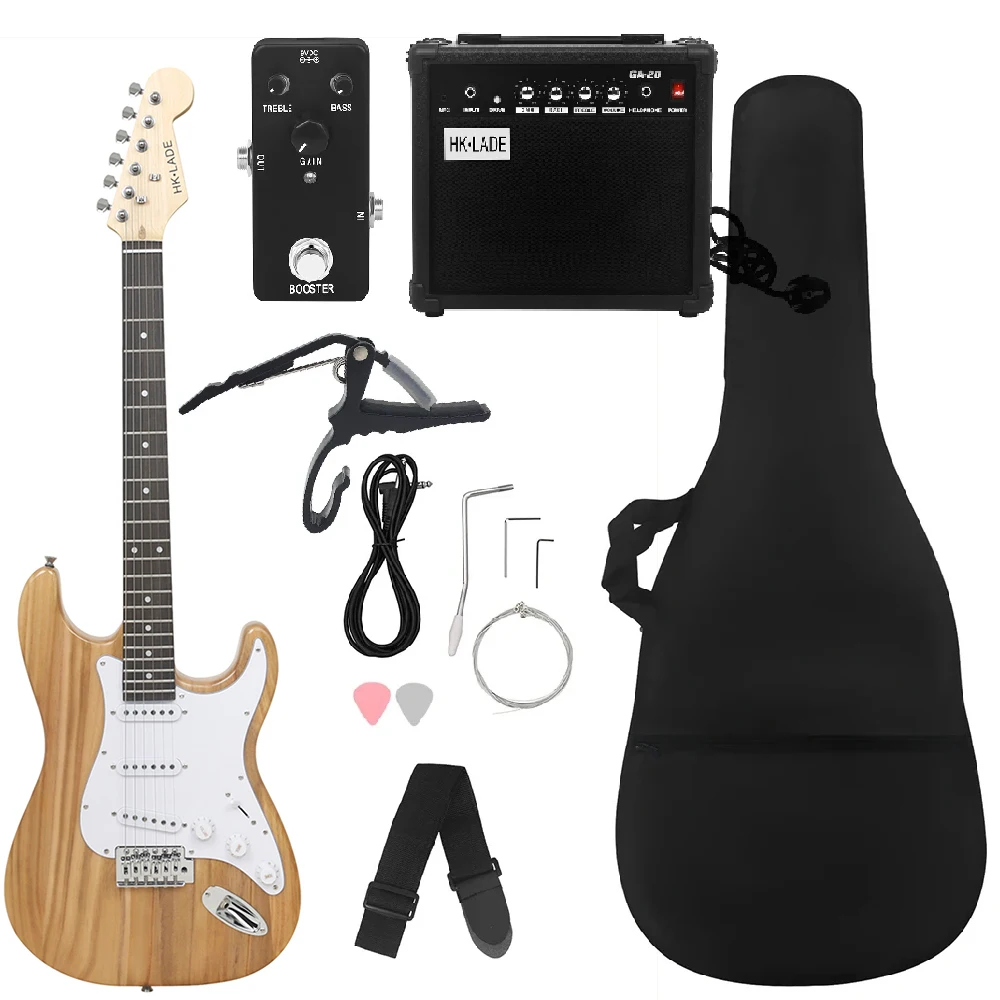 HK-LADE 6 String 39 Inch Wood Electric Guitar 22Frets Campus Student Rock Band Trendy Play Electric Guitar Pairing Beginner Set