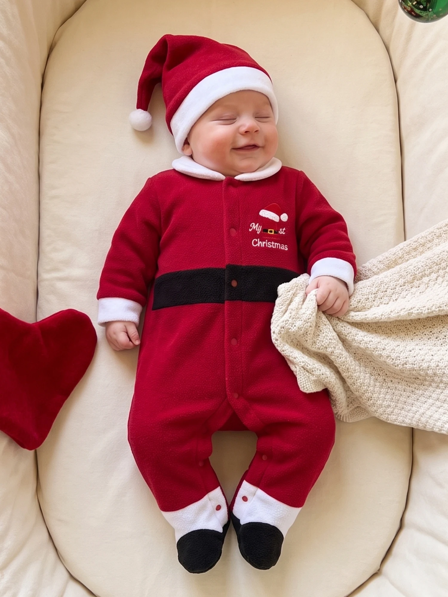 Footies Romper Romper Hat Baby-Boy Footies Claus Costume Embroidery Christmas Footies Christmas Footies Romper