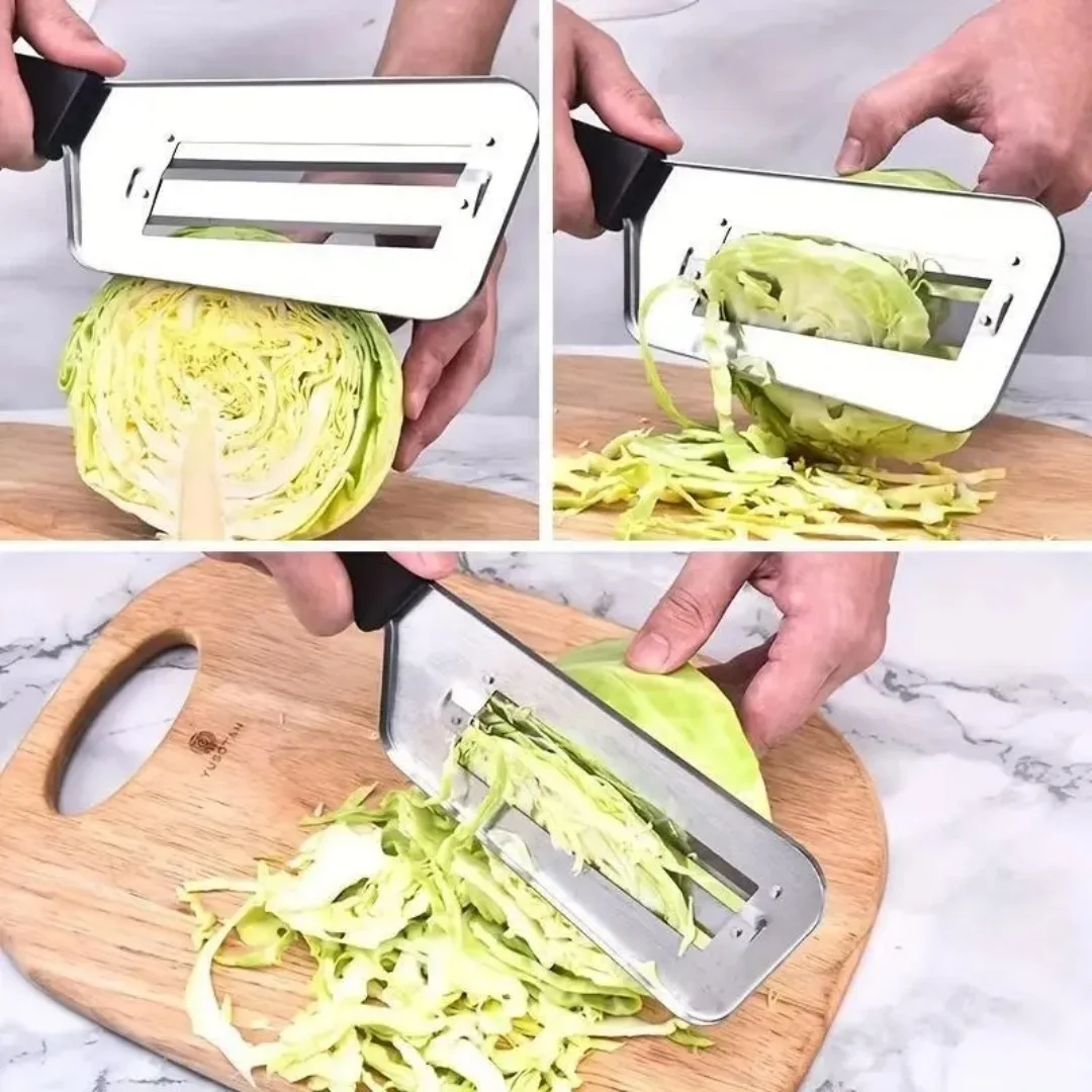 Stainless Steel Cabbage Shredder, Commercial Grade Lettuce Slicer for Coleslaw, Wide Mouth Vegetable Chopper with Safety Guard,black
