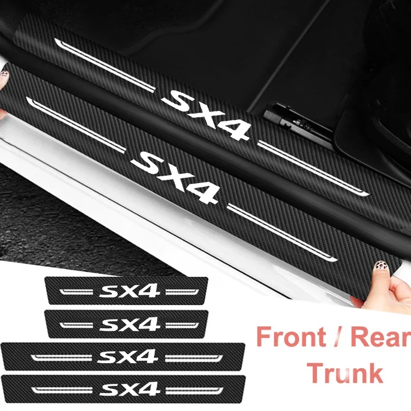 Car Door Trunk Sill Protective Strip Threshold Anti Kick Sticker Scuff Scratch Tape for Suzuki SX4 Emblem Waterproof Decals