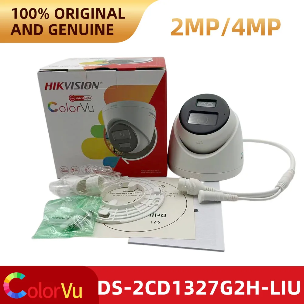 Hikvision DS-2CD1327G2H-LIUF 2MP 1080P ColorVu Dome IP Camera PoE Built-in Mic Outdoor IP67 Night Vision Security CCTV Camera