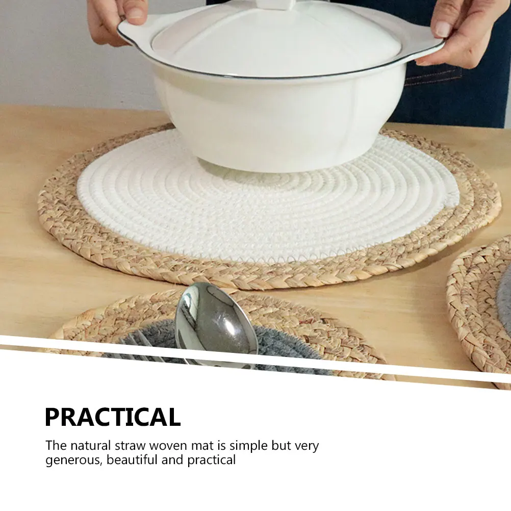 

2 Pcs Farmhouse Decor Insulation Pads Place Mats for Kitchen Table Bohemian Woven