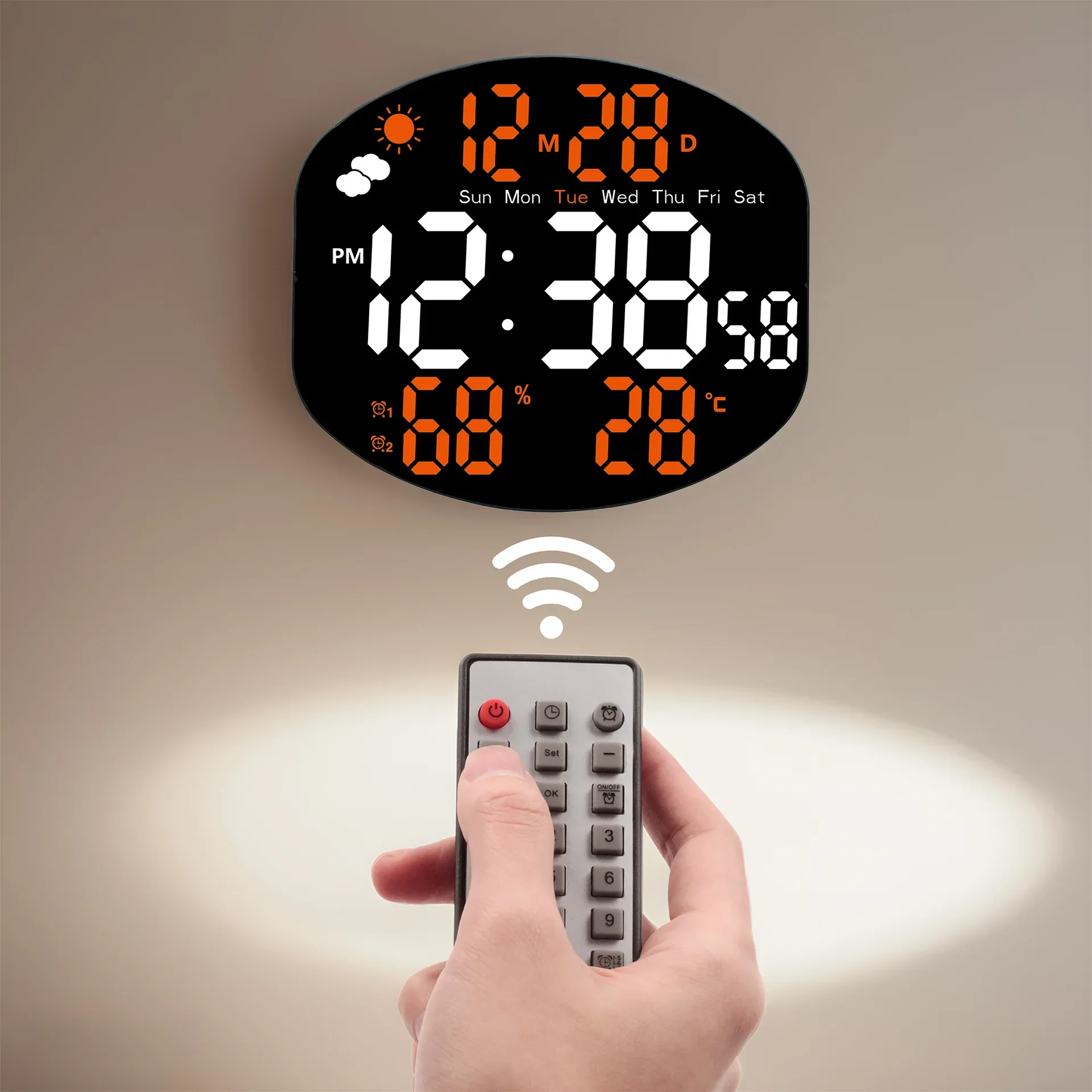 Simple LED Wall Clock Living Room Multifunctional Electronic Clock Silent Temperature and Humidity Alarm Large Screen Clock