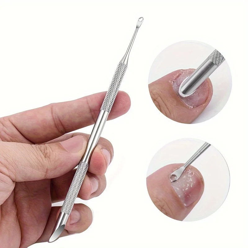 Stainless Steel Cuticle Pusher Dead Skin Remover Heavy-Duty Multifunctional with Ergonomic Handle for Home Salon Precision Care