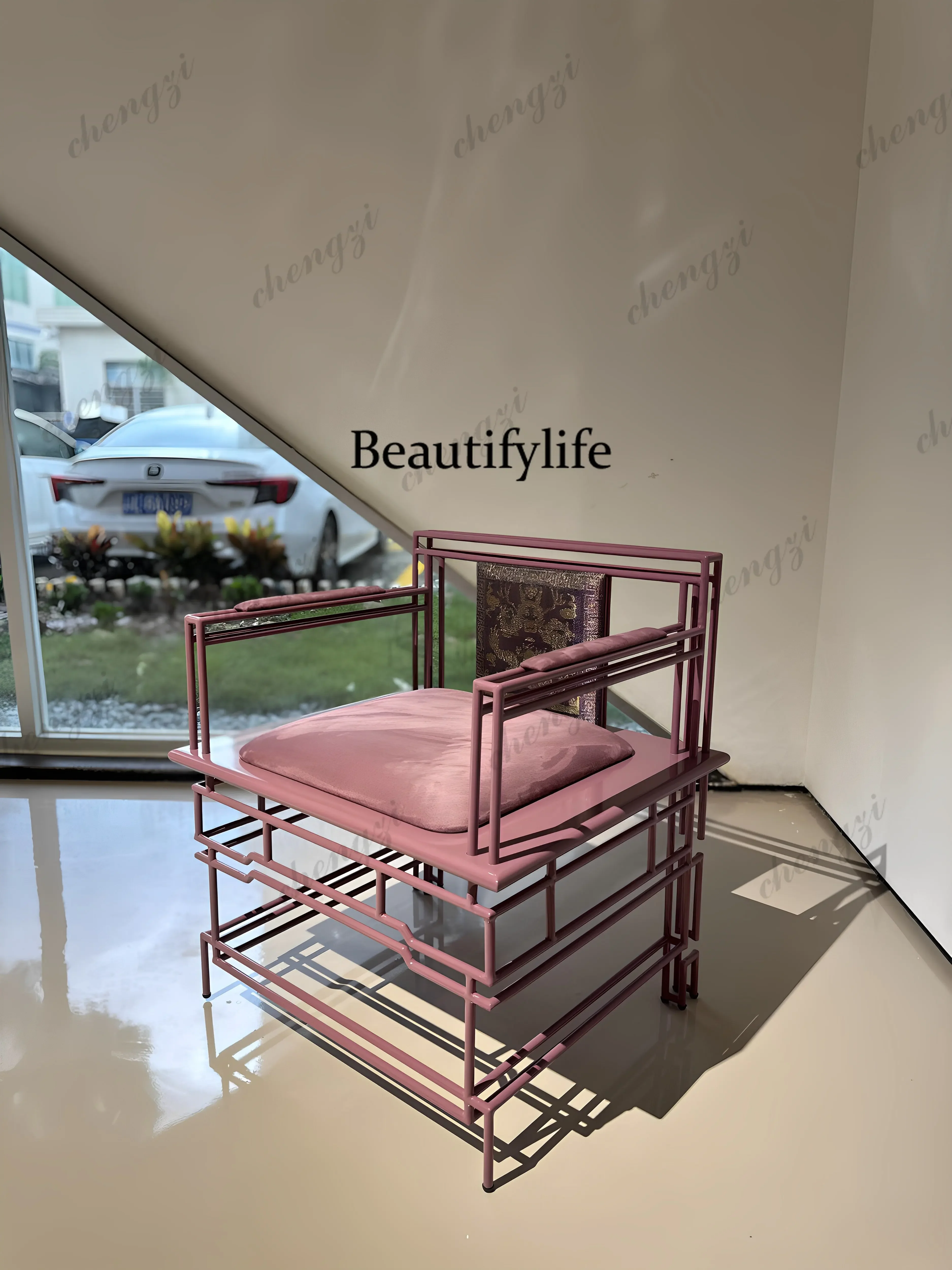 A4567 New wrought iron chair designer private custom copper and aluminum hand-forged villa European-style metal stool