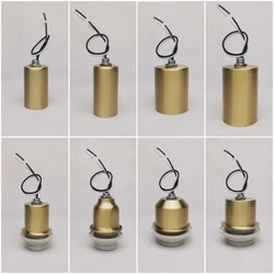 Brass Material E27 E14 Ceramic Lamp Holder With Wire Light Socket 100% Copper Cup Engineering Pendant Wall Lamp Accessories