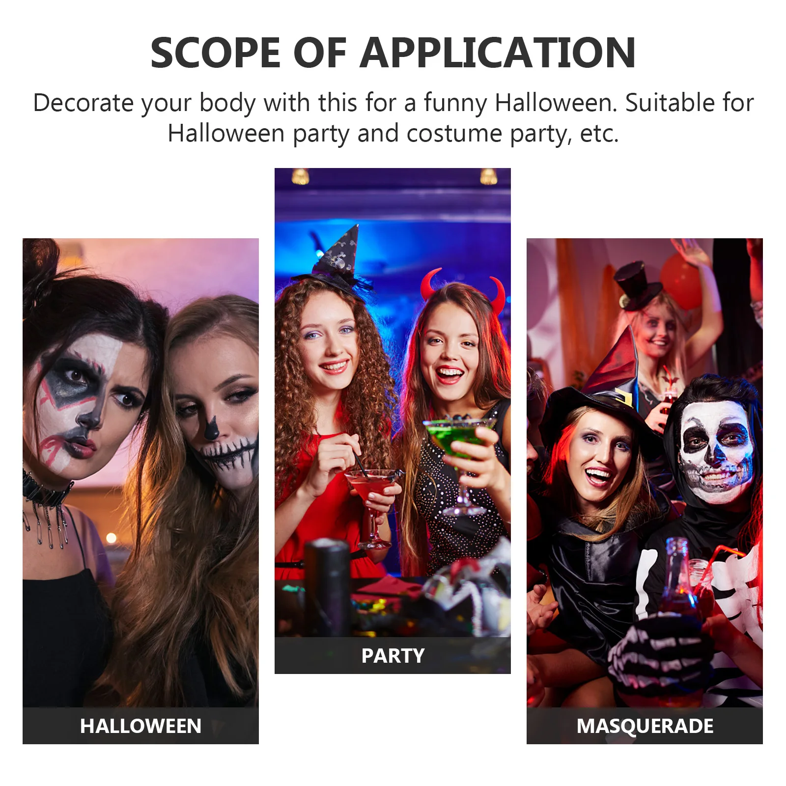 

4Pcs Halloween Face Tattoo Stickers Safe Skin Temporary Body Decals Easy Remove Scary Decorations for Adult Party Fun