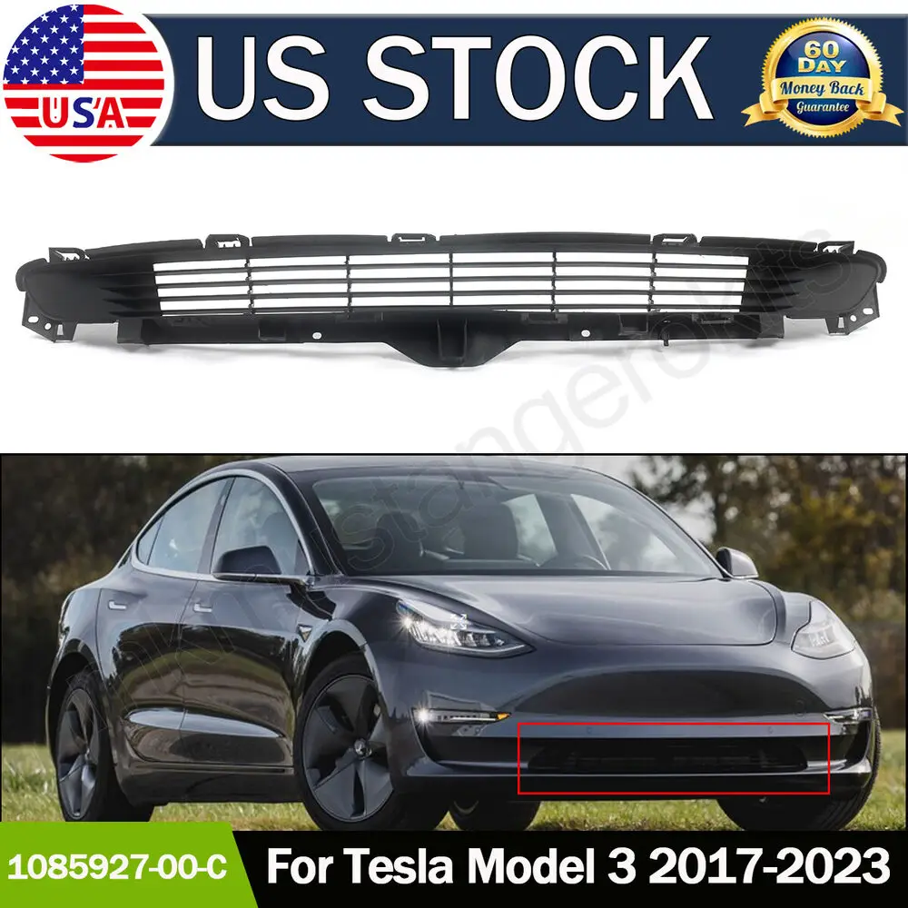 For 2017 - 2023 Tesla Model 3 Car  Front Bumper Grille Lower Grille Mesh Decorative Cover Accessories 1085927-00-C