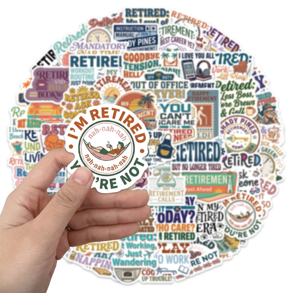 57PCS Funny Retirement Cartoon Stickers DIY Handmade Ledger Phone Cases Postcards Water Cup Stickers
