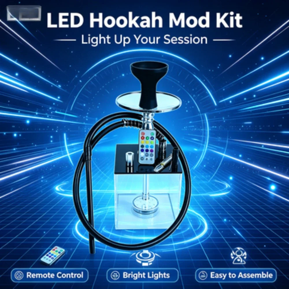 1A-Acrylic Hookah With LED Light Shisha Box 1Nargile Sheesha Narguile Chicha Cachimbas Water Pipe Shisha Hookah Set Accessory