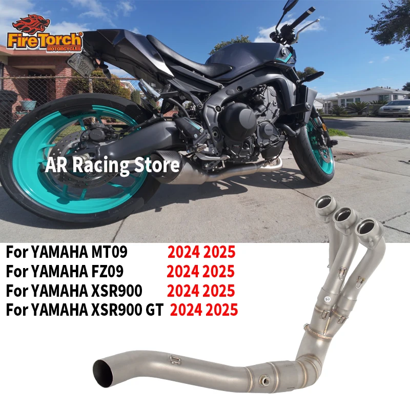 For Yamaha MT09 MT-09 FZ09 FZ-09 XSR900 XSR900 GT 2024 2025 Motorcycle Exhaust Escape Moto Front Link Pipe Connect 51mm Muffler