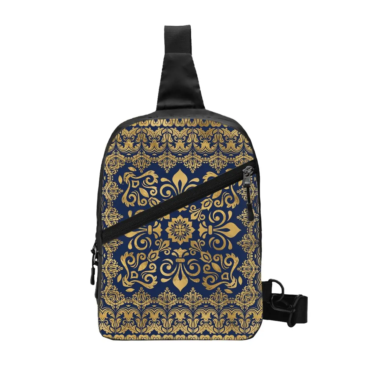 

Customized Oriental Damask Ornament Sling Bags for Men Cool Baroque Shoulder Crossbody Chest Backpack Cycling Camping Daypack