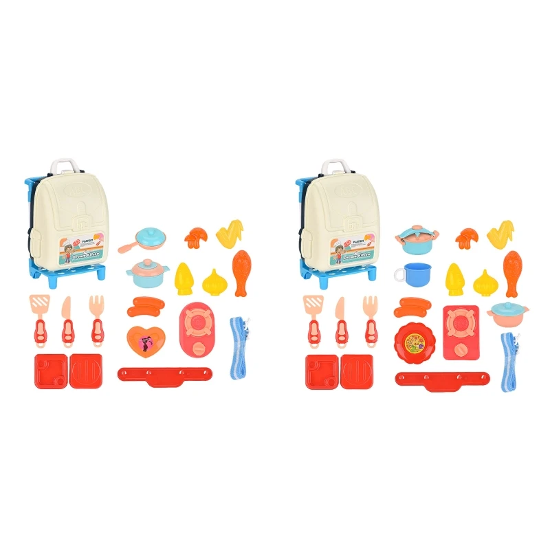 

Portable Simulation Kitchenware Toys Kitchen Cookware Playset Plastic Tableware Play House Toy Accessories for Babies