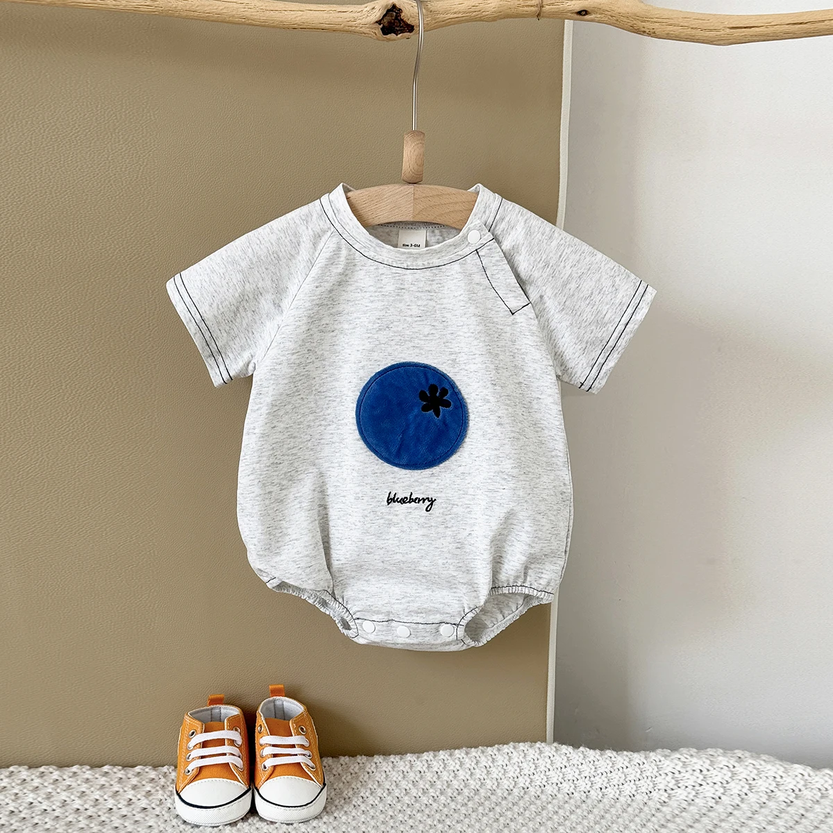 Summer New Baby Fruit Patch Round Neck Comfortable Soft Jumpsuit for Boys Girls