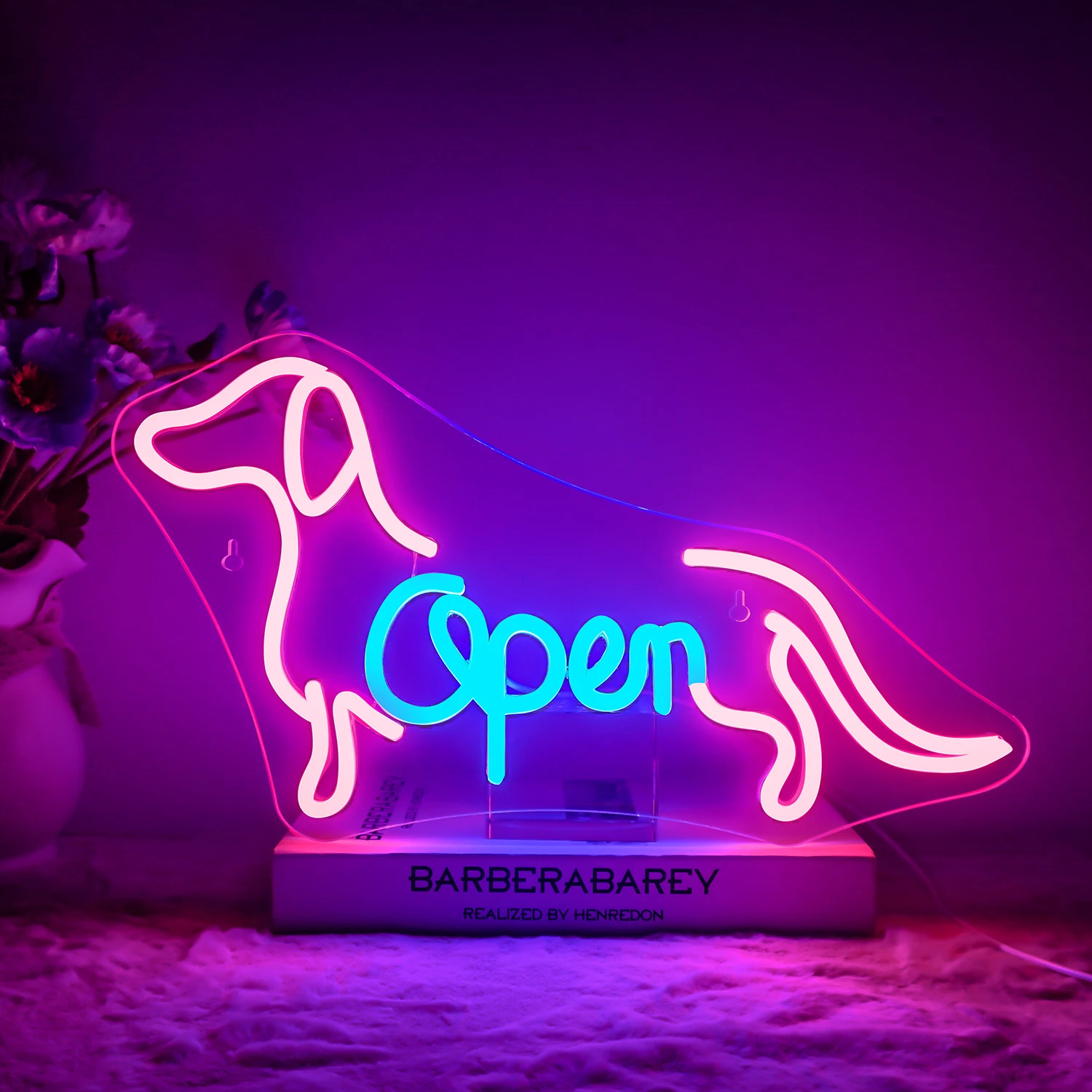 

Open Dachshund Neon Led Sign Dimmable Wall Lights Business Room Decoration For Pet Shop Bar Club Art Welcome Signs Creative Logo