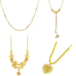 XP Jewelry --( 50 cm x 2 mm) 24 k Pure Gold Plated Small Pendant Necklaces for Men Women Fashion Jewelry Eco-Friendly