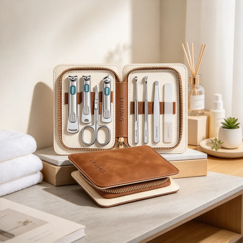 8 Piece Nail Clipper Set Straight Angled Nail Cutters File Clipping Control Portable Manicure Pedicure Grooming Kit 손톱깎이 세트