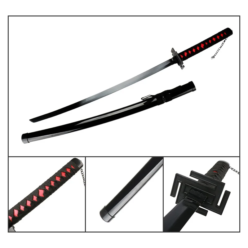 80cm Anime Bleach Katana Swords Kurosaki Ichigo Ninja Blade Cosplay Prop Wooden Anime Katana  Zangetsu Decorative