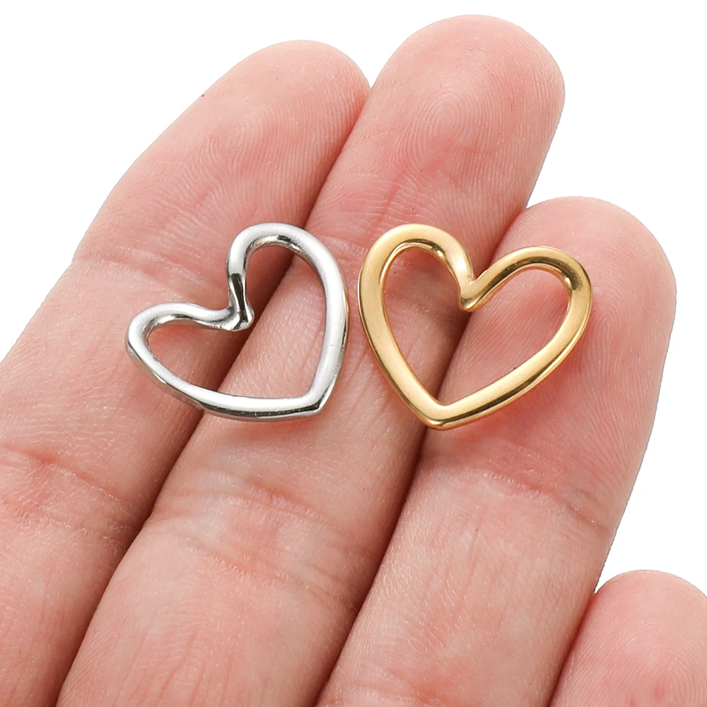 5pcs Gold Color Stainless Steel High Quality Love Heart Charms for Jewelry Making Findings DIY Necklace Earrings Accessories