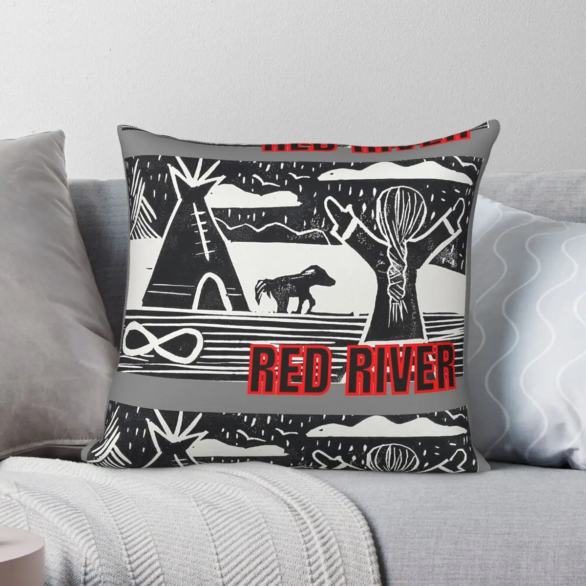 Red River Celebration Square Pillowcase Polyester Linen Velvet Pattern Zip Decorative Pillow Case Bed Cushion Cover 18