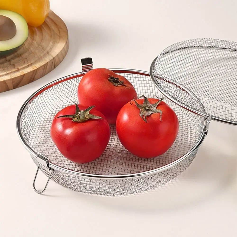 

Stainless Steel Airfryer Basket Rust-proof Quickly Drain Oil Draining Basket Round Durable Food Storage Baskets