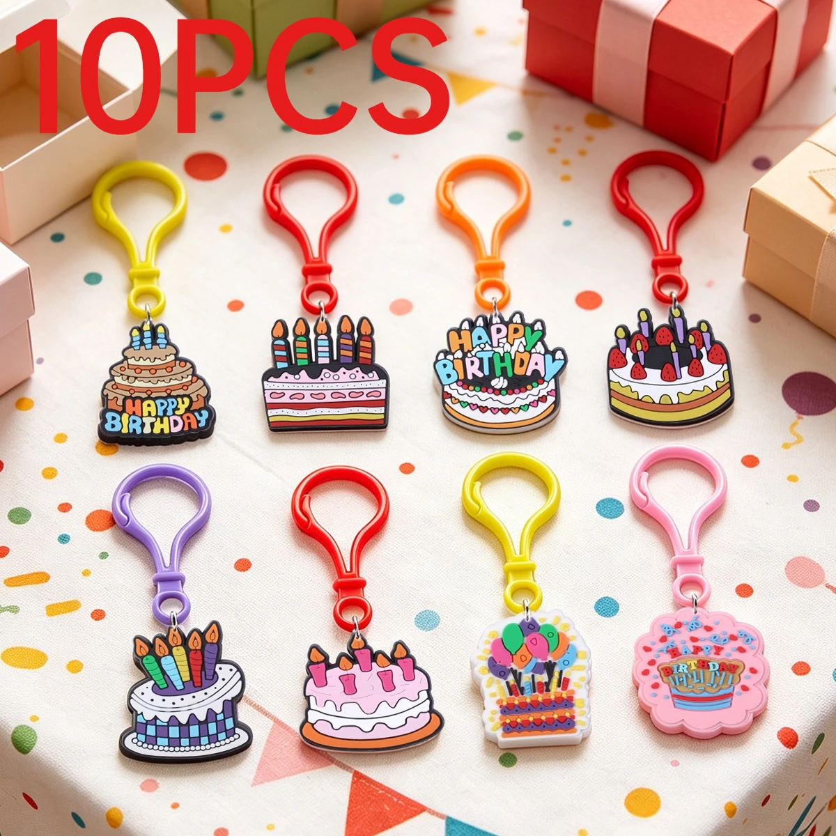 10Pcs Cake Dessert Plastic Lobster Clasp Keychains Detachable Backpack Hanging Charms Bag Pendant Decor Accessories