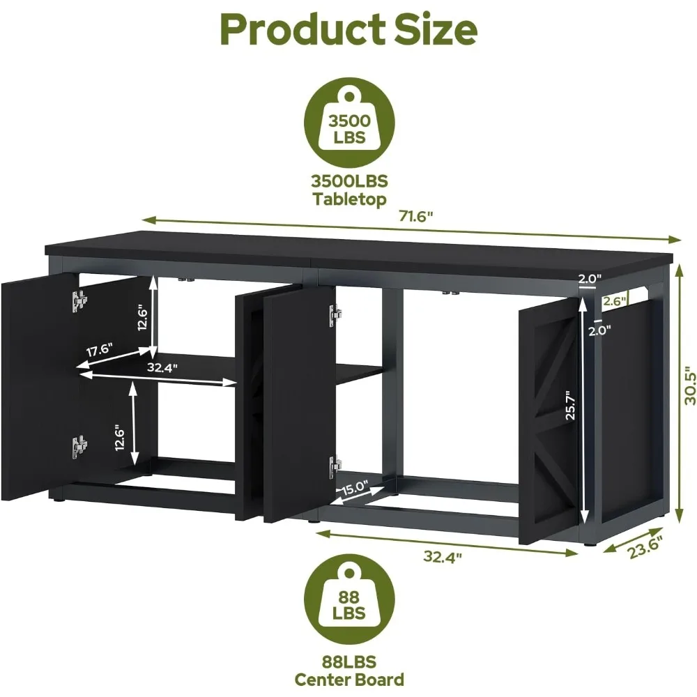 180-200 Gallon Fish Tank Stand with Built-in Power Outlet, 3500 LBS Heavy Duty Aquarium Stand with Cabinet Storage for