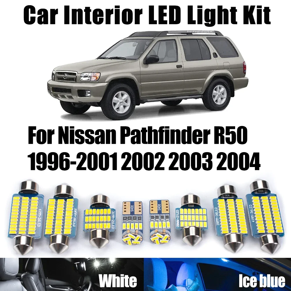 14Pcs Canbus For Nissan Pathfinder R50 1996-1999 2000 2001 2002 2003 2004 Car Accessories LED Interior Map Dome Trunk Light Kit