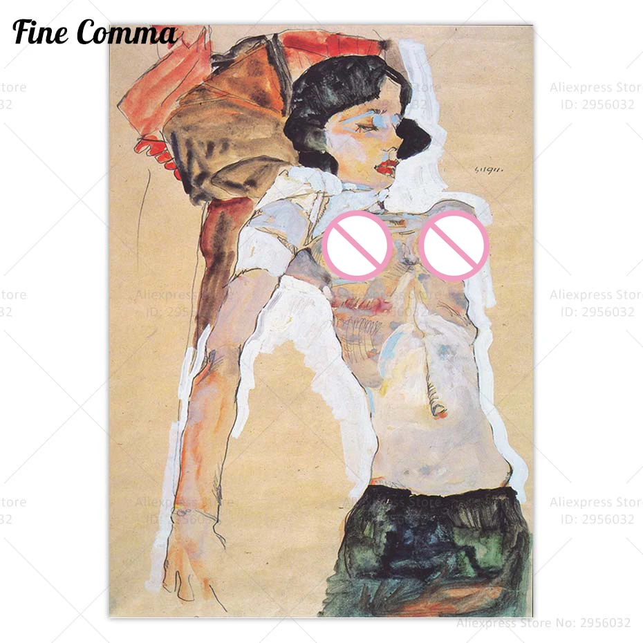 Lying Girl Egon Schiele Vintage Poster Antique Wall Art Canvas Print Schiele Art Copy Reproduction Housewarming Home Decor Gift