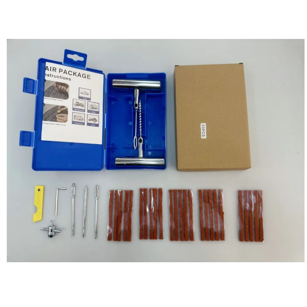 For On-the-go Repairs Tubeless Tire Repair Kit Car Puncture Repair Set 46 Piece Complete Set Portable Compact Design