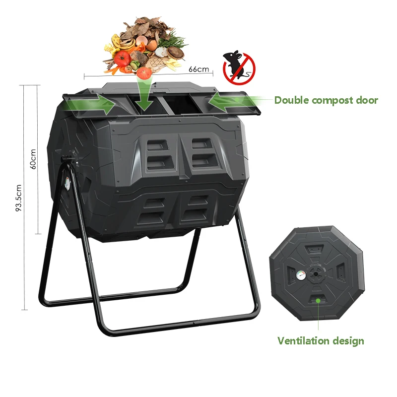 160L Compost Bin Garden Courtyard Compost box Leaves Organic Fertilizer Fermentation Tank Kitchen Garbage Environmental Protect