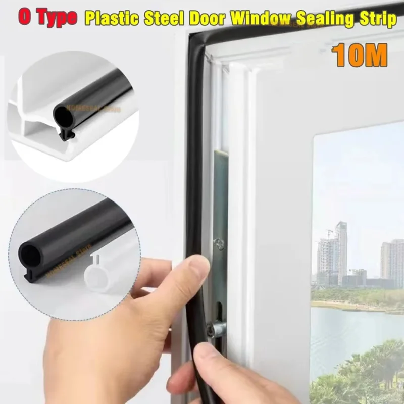 5/10M Plastic Steel Door Window Sealing Strip O-Shaped Rubber Kerf Weather Stripping Card Slot Seals Hollow Bulb Barb Tubular