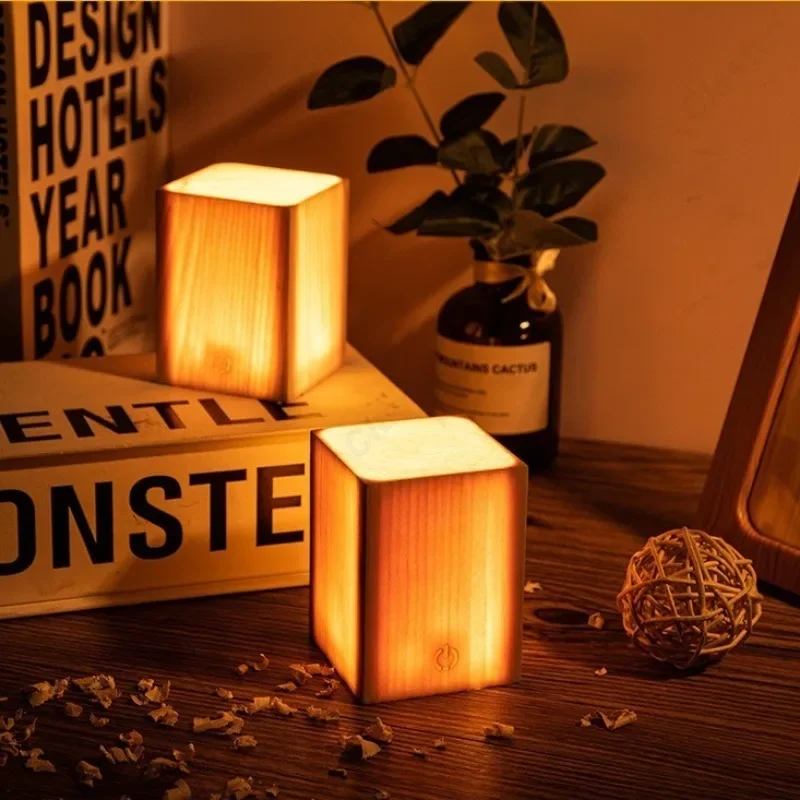 خشب طبيعي شفاف إضاءة ليلية ليد ، غرفة نوم بجانب السرير ديكور إبداعي ، بار مطعم ، إضاءة جو التخييم في الهواء الطلق