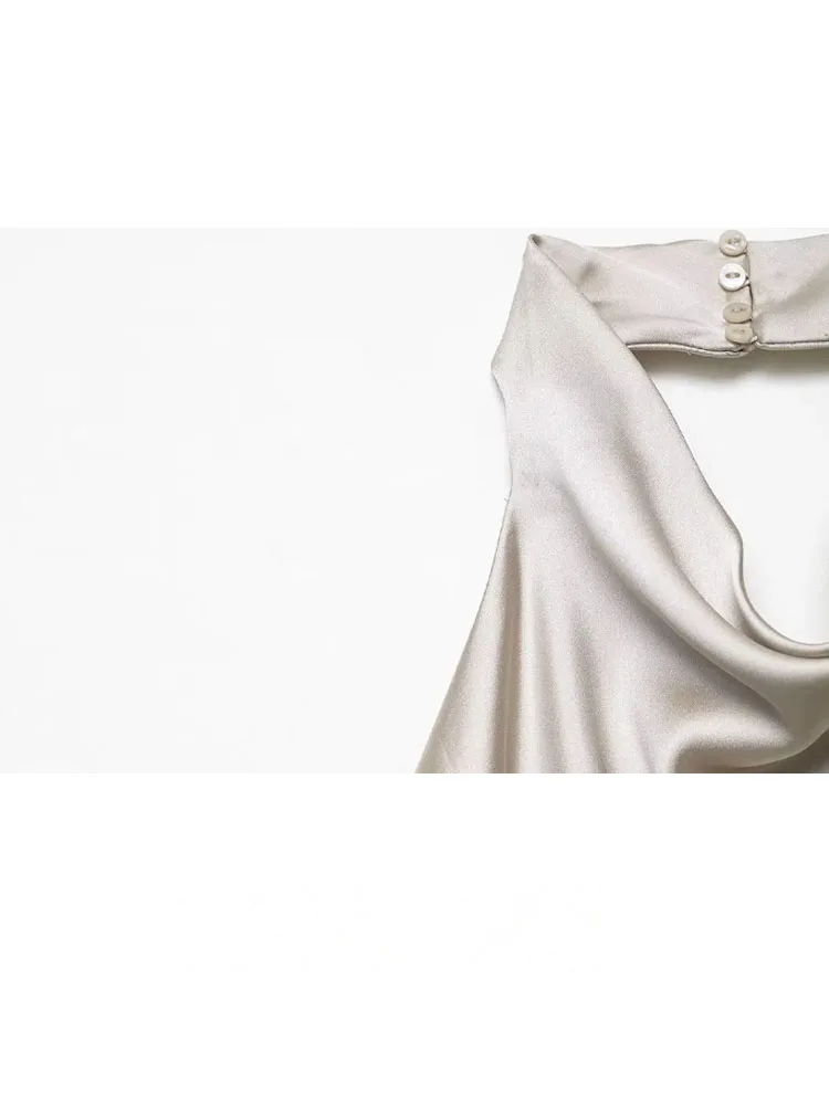 여성용 민소매 백리스 섹시 파티 드레스 여름 우아한 백 리본 주름 장식 넥 홀터 미니 드레스