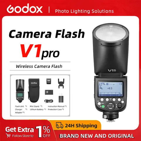 Godox V1PRO-C V1pro-S V1-N V1-F TTL Li-ion Round Head Camera Flash Light Wireless HSS Speedlight For Canon Sony Nikon Fujifilm