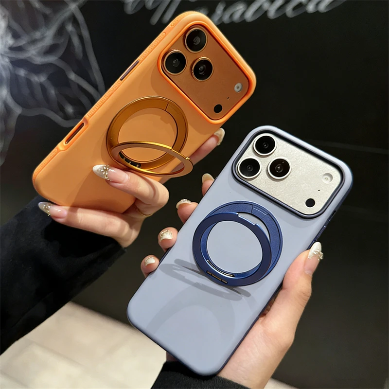 360 °   Drehbarer Ringständer Magnetische Hülle für iPhone 17 Air 16 15 14Plus 13 12 11 Pro Max für MagSafe Stoßfeste Matte Abdeckung