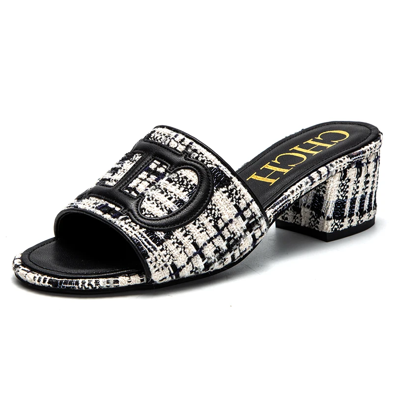 Women's Slippers Brand Fabric Low Heel Sandals Outdoor Business Commuter Women's Shoes summer