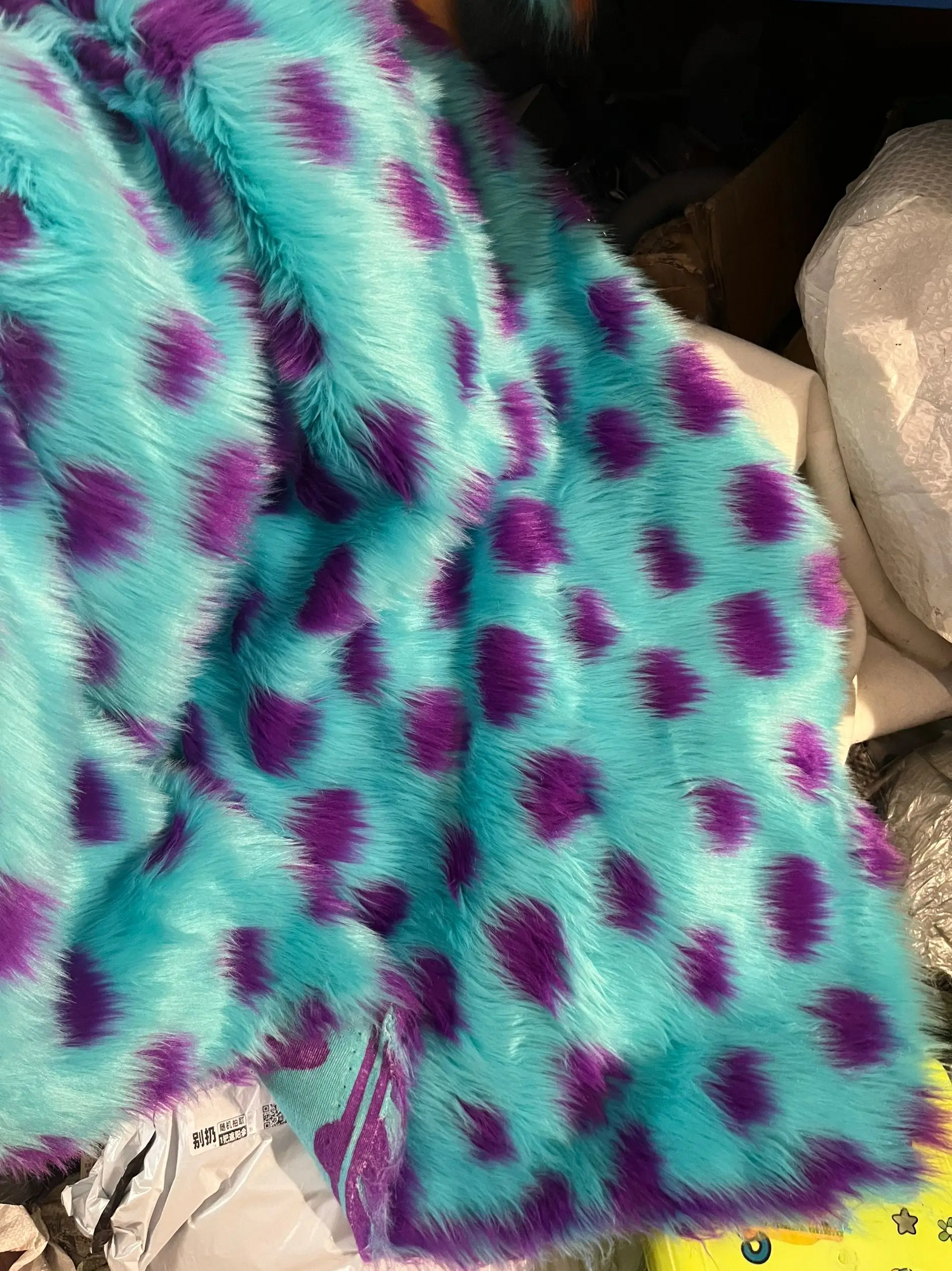 Wholesale Blue purple jacquard plush fabric,handmade materials for toys,decorative cloth,faux fur fabric