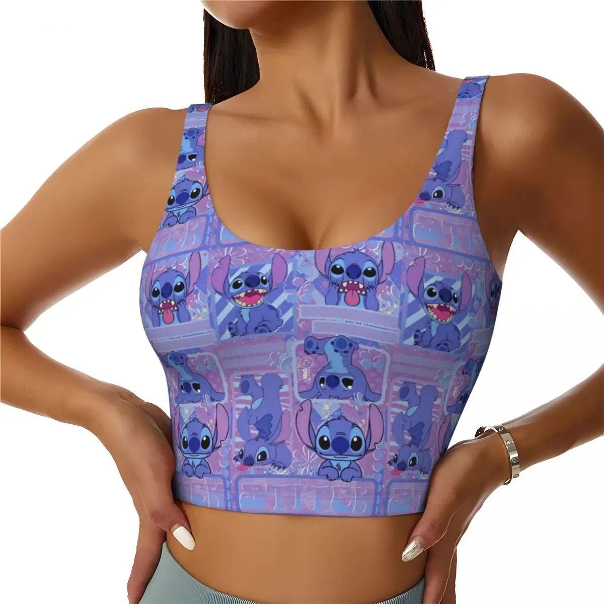 Custom Stitch Anime Cartoon Workout Crop Tank Tops Women Seamless Running Yoga Sports Bras