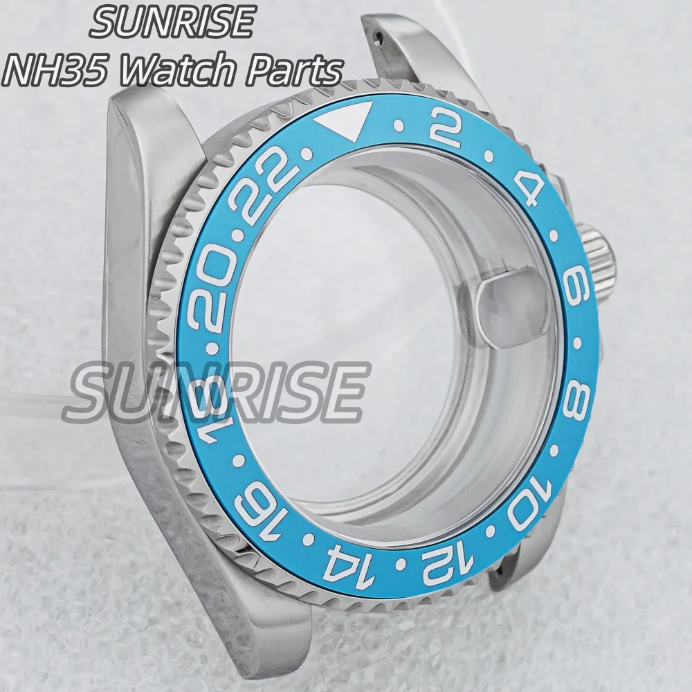 

40mm NH35 Case Stainless Steel Watch Case for NH34 NH35 NH36 ETA2824 PT5000 Movement Watch SUB GMT Case Ice Blue Ceramic Bezel