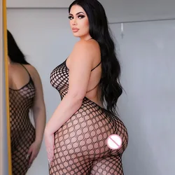 Sexy Fishnet Bodysuits Hot Women Mesh Bodystockings Sexy Lingerie Erotic Jumpsuit Sex Set Ladies Porn Costume Crothless Tightise