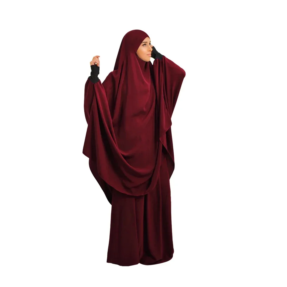 2-teiliges Ramadan Khimar-Gebetsset für muslimische Frauen, Kleid mit vollständiger Abdeckung, islamische Burka-Kapuze, arabische Kleider, Umrah Eid Abaya, Anbetungsservice
